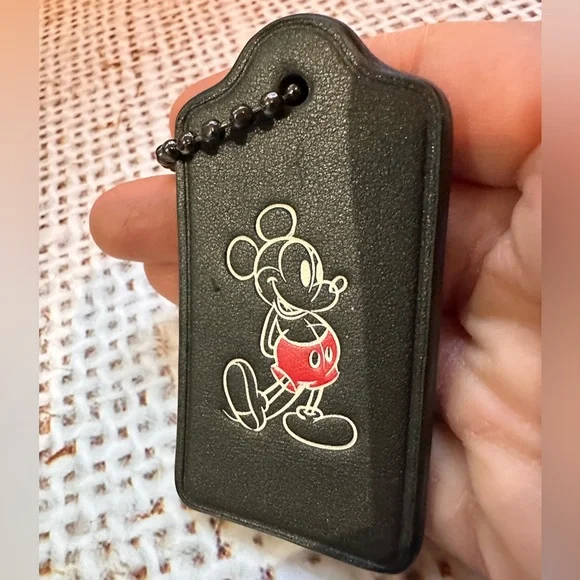 Coach Disney Mickey leather hangtag bag charm - Picture 2 of 5